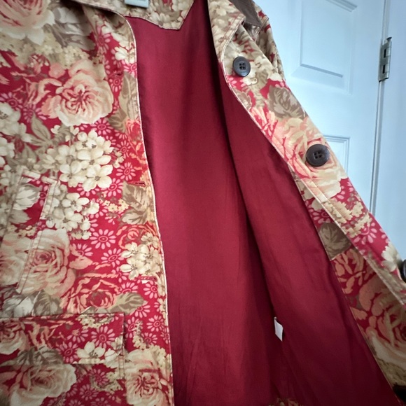 L.L. Bean Floral Barn Jacket - Red and Brown - Picture 8 of 9